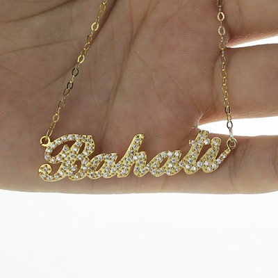 Gold Full Birthstone Carrie Name Necklace - The Handmade ™