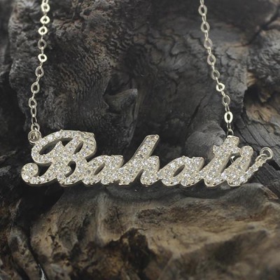 Silver Full Birthstone Carrie Name Necklace - The Handmade ™