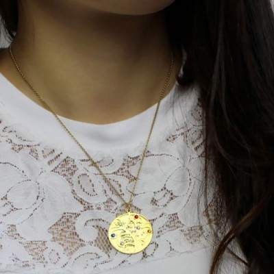 Gold Family Tree Birthstone Name Necklace - The Handmade ™