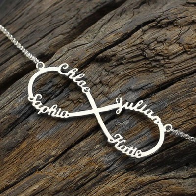 Silver Infinity Symbol Necklace 4 Names - The Handmade ™