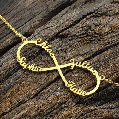 Gold Infinity Necklace 4 Names - The Handmade ™