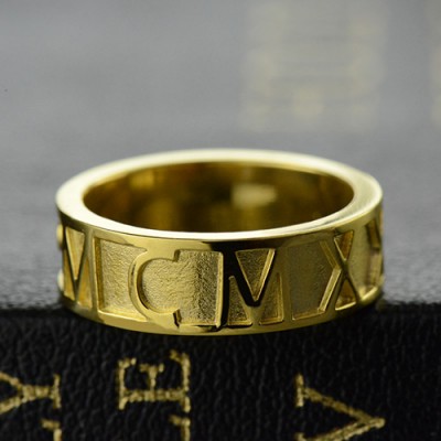 Gold Roman Numeral Date Rings - The Handmade ™