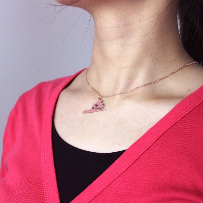 Virginia State USA Map Necklace With Heart Name Rose Gold - The Handmade ™