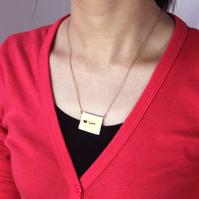 Wyoming State Shaped Map Necklaces With Heart Name Rose Gold - The Handmade ™