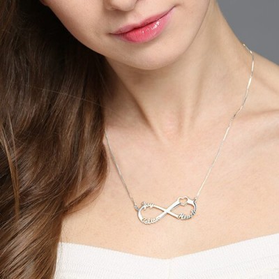 Heart Infinity Necklace 3 Names Silver - The Handmade ™