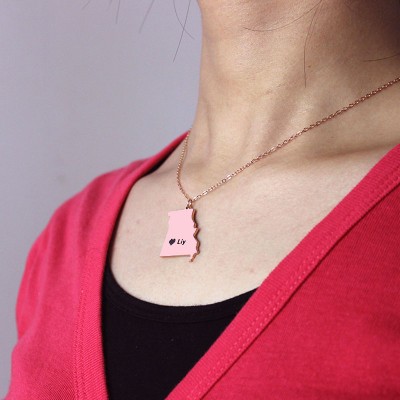 Missouri State Shaped Necklaces With Heart Name Rose Gold - The Handmade ™
