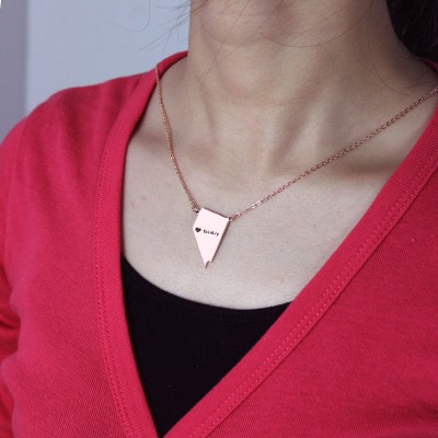 Nevada State Shaped Necklaces With Heart Name Rose Gold - The Handmade ™