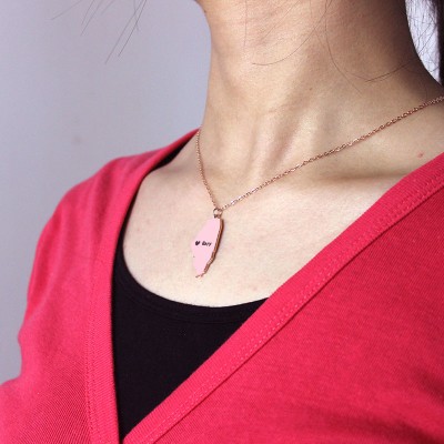 Illinois State Shaped Necklaces With Heart Name Rose Gold - The Handmade ™