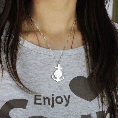 Silver Anchor Monogram Initial Necklace - The Handmade ™