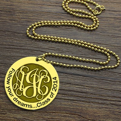 Follow Your Dreams Disc Monogram Necklace Gold - The Handmade ™