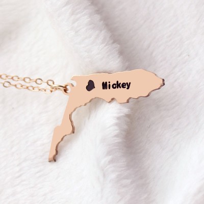 Florida State USA Map Necklace With Heart Name Rose Gold - The Handmade ™
