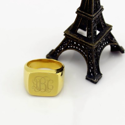 Gold Fashion Monogram Initial Ring - The Handmade ™
