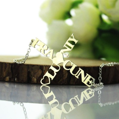 Two Name Cross Necklace Silver - The Handmade ™