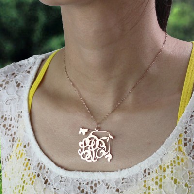 Butterfly and Vines Monogrammed Necklace Rose Gold - The Handmade ™