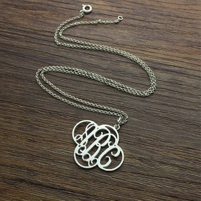 Cut Out Clover Monogram Necklace Silver - The Handmade ™