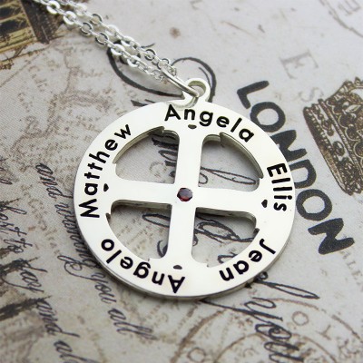 Family Circle Cross Name Necklace Silver - The Handmade ™