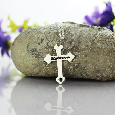 Silver Rebecca Font Cross Name Necklace - The Handmade ™
