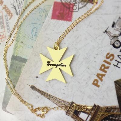 Maltese Cross Name Necklace - The Handmade ™