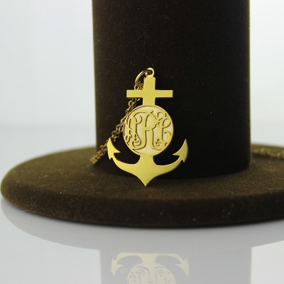 Gold Anchor Monogram Initial Necklace - The Handmade ™