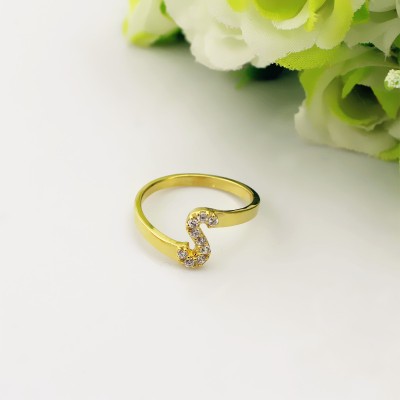 Birthstone Initial Ring Gold - The Handmade ™