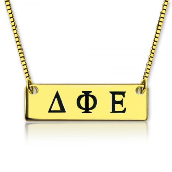Greek Letter Sorority Bar Necklace Gold - The Handmade ™