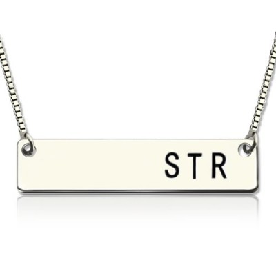 Silver Initial Bar Necklace - The Handmade ™