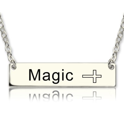 Nameplate Bar Necklace with Icons Silver - The Handmade ™