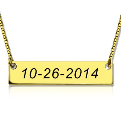 Engraved Date Bar Necklace Gold - The Handmade ™