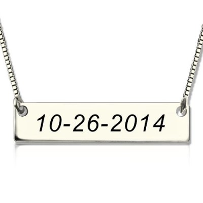 Silver Date Bar Necklace - The Handmade ™