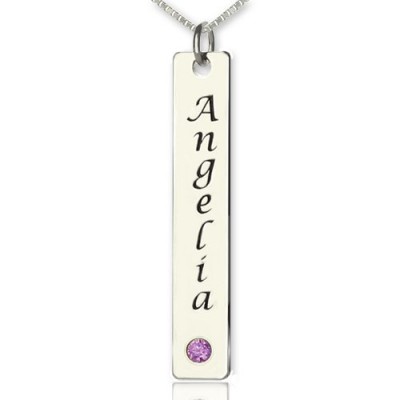 Vertical Bar Necklace Name Tag Silver - The Handmade ™