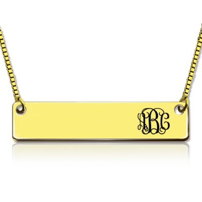 Gold Initial Bar Necklace Monogram - The Handmade ™