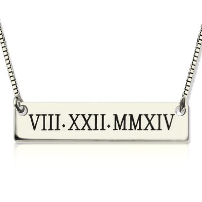 Roman Numeral Bar Necklace Silver - The Handmade ™