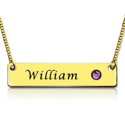 Name Bar Necklace with Birthstone Gold - The Handmade ™