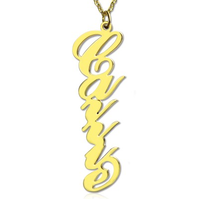 Vertical Carrie Name Plate Necklace Gold - The Handmade ™