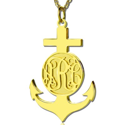 Gold Anchor Monogram Initial Necklace - The Handmade ™