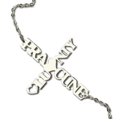 Two Name Cross Necklace Silver - The Handmade ™