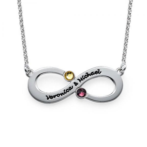 Couple's Infinity Necklace with Birthstones - The Handmade ™