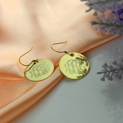Disc Signet Monogram Earrings In Gold - The Handmade ™