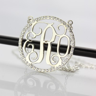 Birthstone Circle Monogram Necklace Silver - The Handmade ™