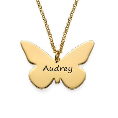 Engraved Gold Pendant - Butterfly - The Handmade ™
