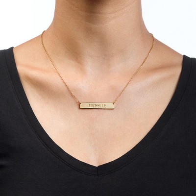 Engraved Bar Necklace in Gold Plating - The Handmade ™