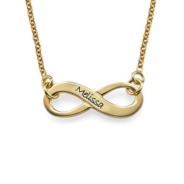 Engraved Infinity Necklace in Gold Plating - The Handmade ™