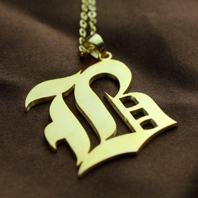 Mens Initial Letter Charm Old English Gold - The Handmade ™