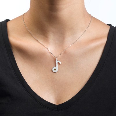 Engraved Music Note Necklace with Birthstone - The Handmade ™
