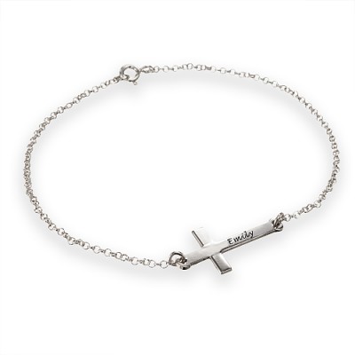 Engraved Side Cross Bracelet - The Handmade ™