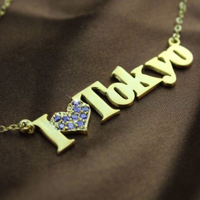 Gold I Love You Name Necklace with Birthstone - The Handmade ™