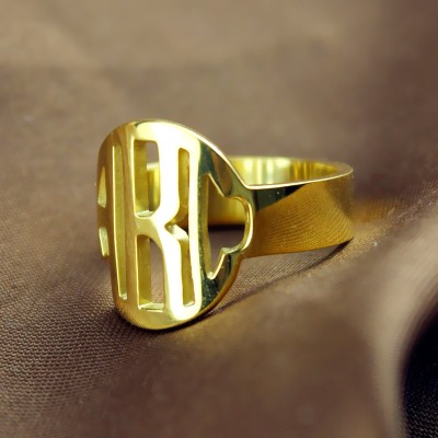 Gold Block Monogram Ring - The Handmade ™