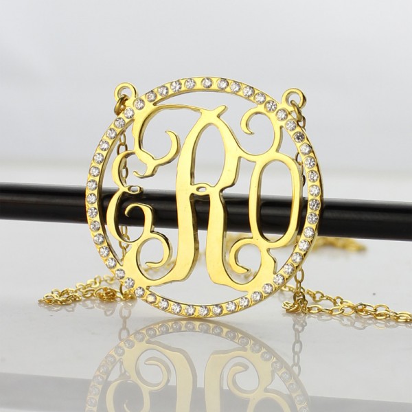 Gold Circle Birthstone Monogram Necklace - The Handmade ™