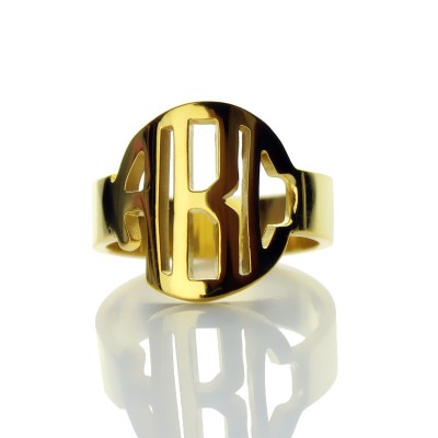 Gold Block Monogram Ring - The Handmade ™
