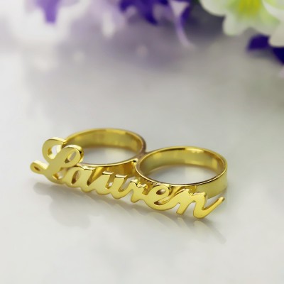 Allegro Two Finger Name Ring Gold - The Handmade ™